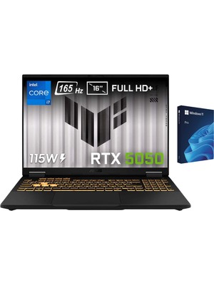 Asus Tuf Gaming F16 Intel Core I7-14650HX Geforce Rtx 5050 8gb 115W 16 Inç Windows 11 Pro Oem USB Kutu Full Hd+ 165Hz Ips-Level Gaming Laptop
