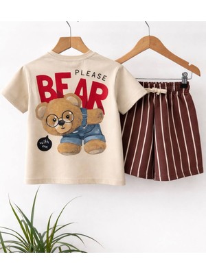 Lolipop Kids Store Ayıcıklı (Bear Baskılı ) Erkek Çocuk Tişört Şort Yazlık Takım