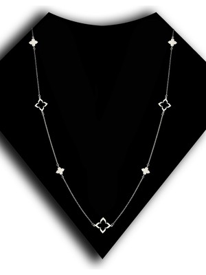 Roxx Jewellery 925 Ayar Gümüş Uzun Zincirli Şans ve Zarafet Kadın Kolye