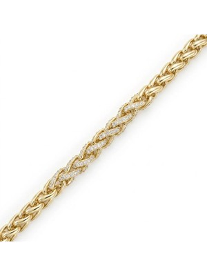 Zeino Zirkon Taşlı Örgü Bileklik - 14K Altın Kaplama - 17+3 cm