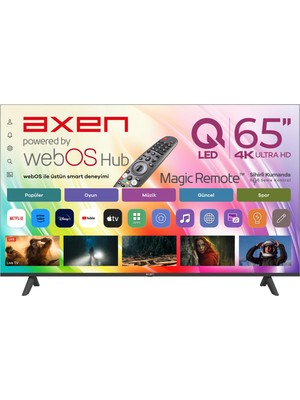 Axen AX65QUMLN-W02M 65" 164 Ekran Uydu Alıcılı 4K Ultra HD QLED webOS Smart TV