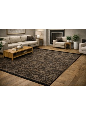 Okan Halıcılık Nostaljik Dokuma Kilim Kahverengi Şönil Polyester, Kaymaz Tabanlı, Makinede Yıkanabilir Salon Halısı