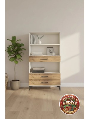 Silva Dolap 3 Raflı 3 Çekmeceli Kitaplık 88X30X163 Aytaşı-Çam