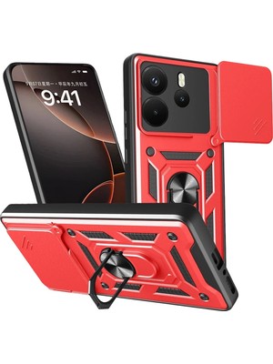 Durukar®   Redmi Note 14 4g Pars Lens Yüzüklü Silikon - Kırmızı