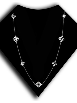 Roxx Jewellery 925 Ayar Gümüş Uzun Zincirli Çiçek Motifli Tasarım Kadın Kolye