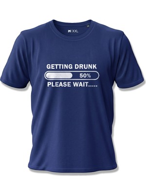 North Whiskers "getting Drunk" Loading Baskılı %100 Pamuklu Lacivert Parti Tişörtü