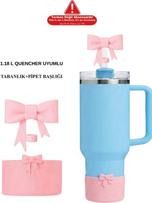 Stanley Quencher - Yeni Nesil Pipetli Termos Aksesuarı Tabanlık ve Pipet Başlığı Pembe