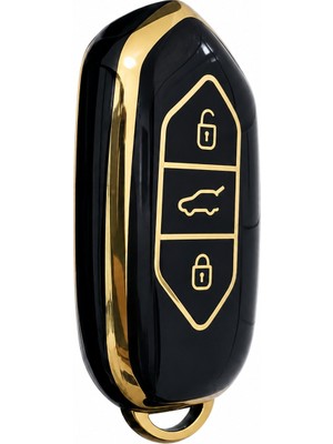 Togg T10X 3 Tuşlu Smart Nano Koruma Anahtar Kılıfı Siyah Gold Altın Renk Yüksek Kalite