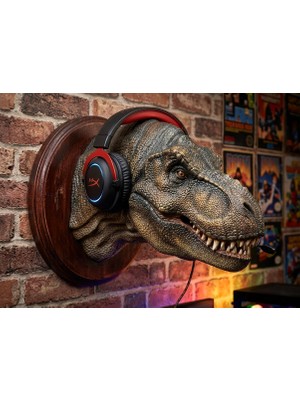 Alyora Zombie T-Rex Duvar Dekoru-Dev BOY(28X20 Cm) Prehistorik Duvar Heykeli ve Gamer Kulaklık Standı