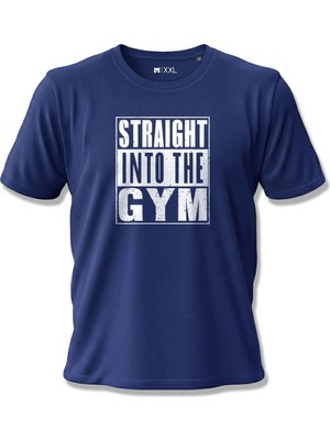 North Whiskers Straight Into The Gym Baskılı %100 Pamuklu Lacivert Sporcu Tişörtü