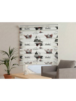 Perdego - Istanbul Desenli Modern Baskılı A Kalite Zebra Perde
