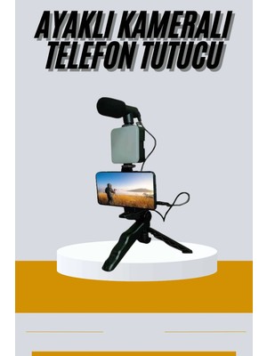 Epilons Tripod Telefon Tutucu Kumandalı Mikrofon LED Işık Vlog Video Kayıt