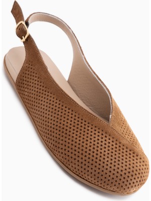 Limoya Avin Hakiki Deri Taba Süet Kadın Slingback Babet