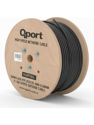 SHC4200 Qport Q-Catfull 500 M Lszh Cat6 23AWG 0.58MM Bakir Si̇yah Kablo