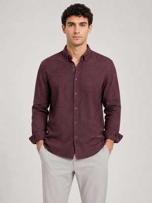 Classics Men Plus Barkod Uzun Kol Slim Fit Erkek Esnek Gömlek - 7681