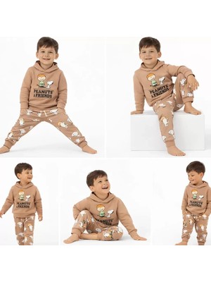 İkikareshop 2-5 Yaş Kapşonlu Baskılı 2 Li Çocuk Takımı