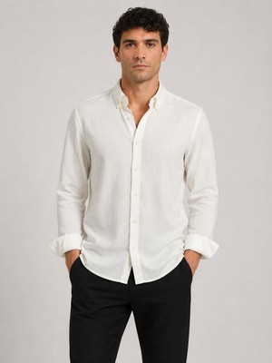Classics Men Plus Barkod Uzun Kol Slim Fit Erkek Esnek Gömlek - 7681