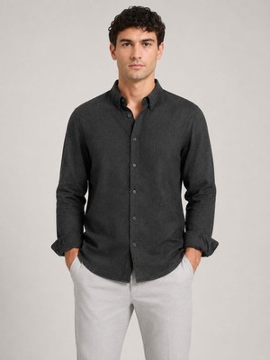 Classics Men Plus Barkod Uzun Kol Slim Fit Erkek Esnek Gömlek - 7681