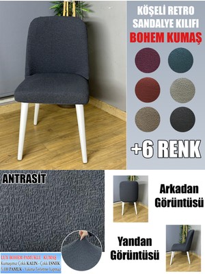 Home Köşeli Retro Sandalye Kılıfı Lüx Bohem Kumaş Çok Kalın %100 Pamuk