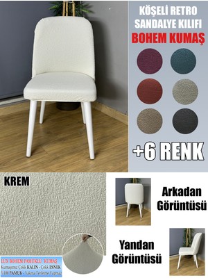 Home Köşeli Retro Sandalye Kılıfı Lüx Bohem Kumaş Çok Kalın %100 Pamuk