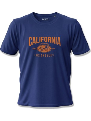 North Whiskers California Los Angeles Dağ Figürlü Outdoor Lacivert Unisex %100 Pamuk T-shirt