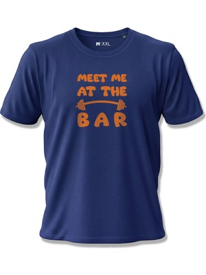 North Whiskers Meet Me At The Bar Halter Baskılı Spor Lacivert Unisex %100 Pamuk T-shirt