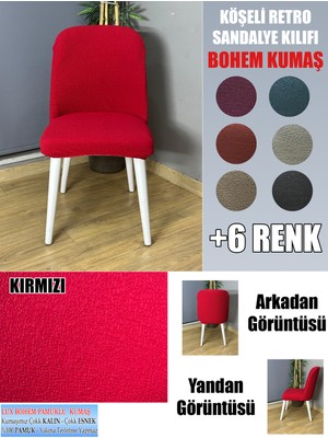 Home Köşeli Retro Sandalye Kılıfı Lüx Bohem Kumaş Çok Kalın %100 Pamuk