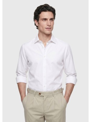 Ramsey Taş Düz Casual Fit Uzun Dokuma Casual %100 Pamuk Gömlek