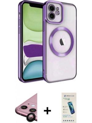 Marsilyan™- iPhone 11 Kılıf Nova Işık Özel Seri - Şeffaf Pasifik Cam Ekran Koruyucu + Raze Metal Kamera Lens - Sh