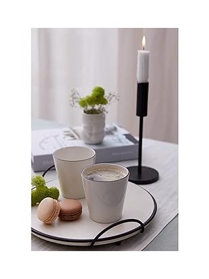 Uravas Store Kütahya Porselen Bone Ekin 2 Parça Mug Bardak, Siyah Fileli