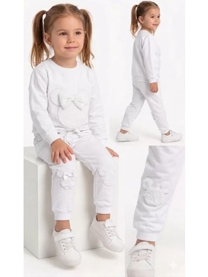 İkikareshop 2-3-4-5 Yaş Tüy Nakışlı Penye Çocuk Takımı
