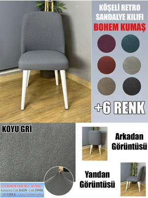 Home Köşeli Retro Sandalye Kılıfı Lüx Bohem Kumaş Çok Kalın %100 Pamuk