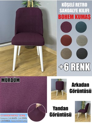 Home Köşeli Retro Sandalye Kılıfı Lüx Bohem Kumaş Çok Kalın %100 Pamuk