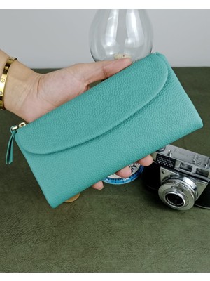 Tulum Model Hakiki Deri Telefon Bölmeli Kadın Cüzdan