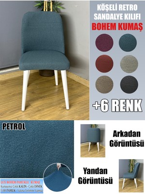 Home Köşeli Retro Sandalye Kılıfı Lüx Bohem Kumaş Çok Kalın %100 Pamuk