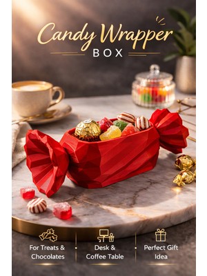 Other Bayram Şekeri Tasarımlı Dekoratif Şekerlik - Nostaljik Ikram Kutusu-Candy Wrapper Box