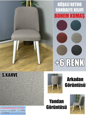Home Köşeli Retro Sandalye Kılıfı Lüx Bohem Kumaş Çok Kalın %100 Pamuk