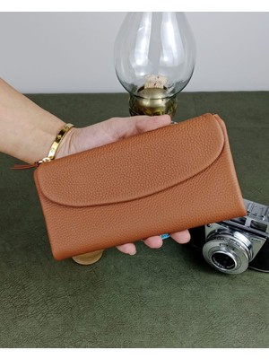 Tulum Model Hakiki Deri Telefon Bölmeli Kadın Cüzdan