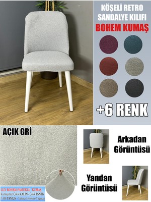 Home Köşeli Retro Sandalye Kılıfı Lüx Bohem Kumaş Çok Kalın %100 Pamuk