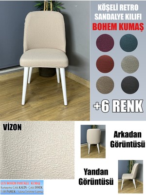 Home Köşeli Retro Sandalye Kılıfı Lüx Bohem Kumaş Çok Kalın %100 Pamuk