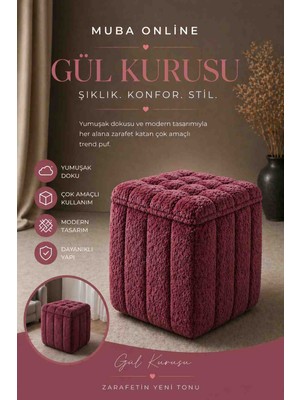 Muba Online Yeni Sezon Ithal Bouclé Kumaş ile Üretilmiş, Yumuşak Dokusu ve Modern Tasarımıyla Yaşam Alanlarınıza Lüks ve Konfor Katan Premium Puf.