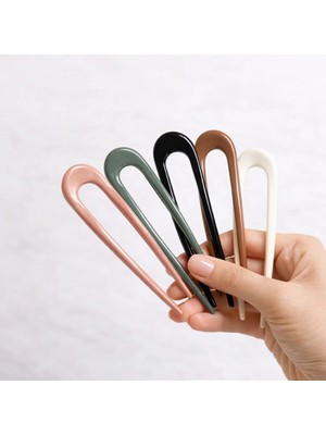 Aymeta Minimal U Şekilli Topuz Tokası Saç Sabitleyici Kadın Saç Tokası 5 Adet