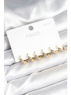 Vice Avm Gold Renk Pirinç Sarmal Model 925 Ayar Gümüş Çivili Kadın Küpe Seti - TJ-BKP11265 TG-1395 346157