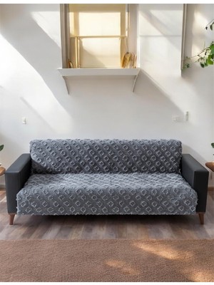 Kumaşçıtr Lüks Jakarlı Şönil Koltuk Örtüsü Antrasit - Kaymaz Taban Premium Çekyat Örtüsü - 175X215 cm Antrasit
