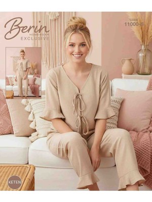 Berin 11000-5 Bayan Kısa Kollu Keten Pijama Takımı