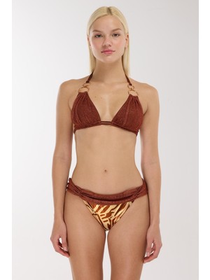 Ayyıldız 5616 Parlak Kahverengi Üçgen Bikini Takımı