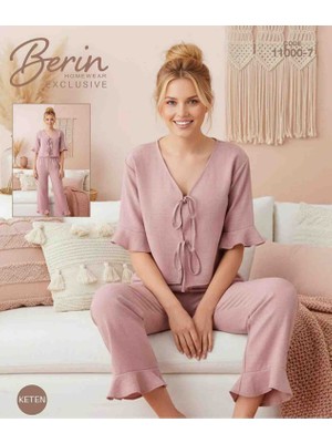 Berin 11000-7 Bayan Kısa Kollu Keten Pijama Takımı