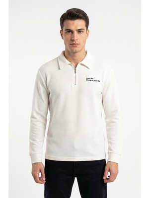 Erkek Spor Polo Yaka Petek Dokulu Sweatshırt BGL-ST05442