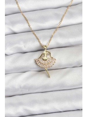 Vice Avm 316L Çelik Zincir Gold Renk Balerin Model Kadın Kolye - TJ-BKO10775 TG-1395 346604