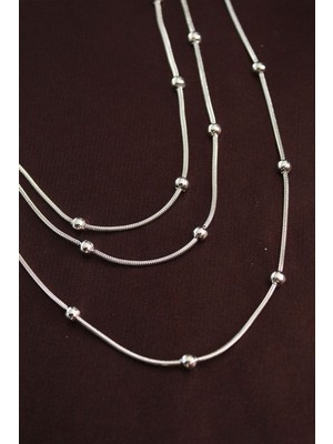 Vice Avm 316L Çelik Gümüş Renk Minimal Topçuk Model Çoklu Kolye - TJ-BKO6332 TG-1395 346588